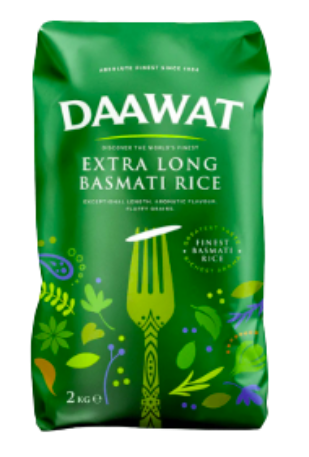 DAAWAT EXTRA LONG BASMATI RICE(GREEN) - 2kg