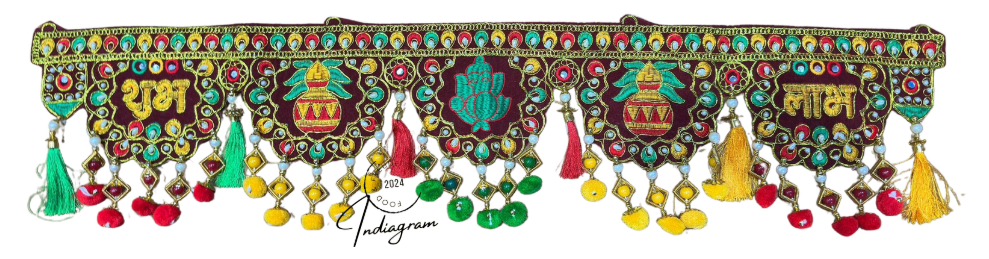 DIWALI FANCY CLOTH TORAN-SHUBH LAABH WITH TRADITIONAL CRAFT