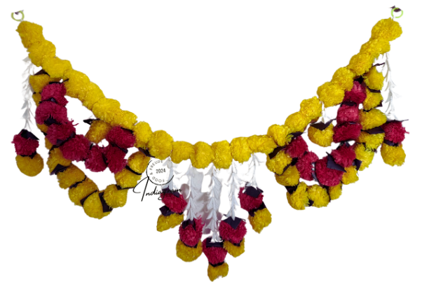 FANCY MARIGOLD FLOWER TORAN YELLOW & RED