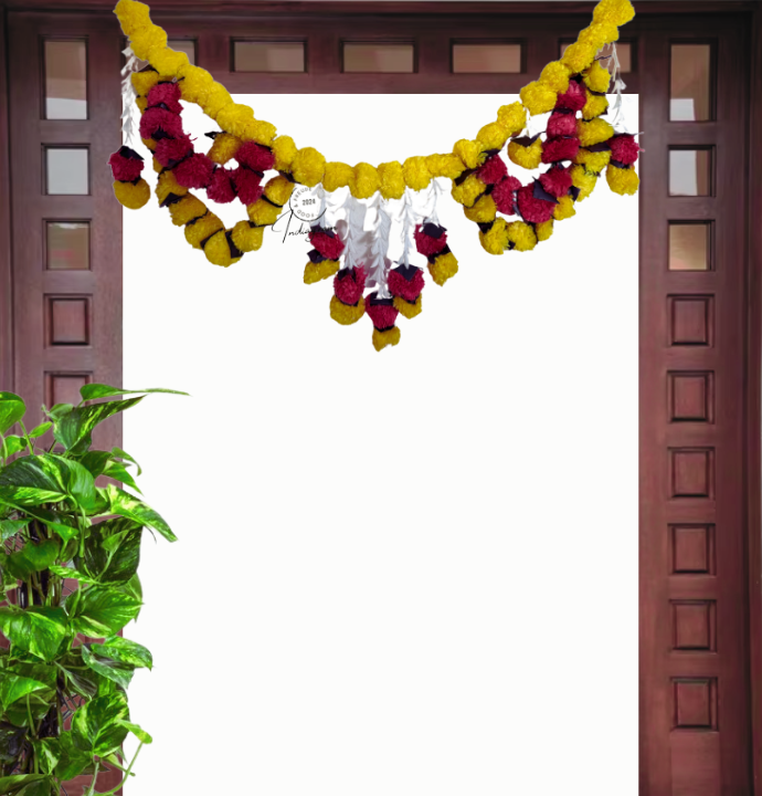 FANCY MARIGOLD FLOWER TORAN YELLOW & RED