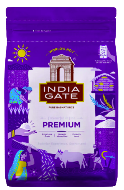 INDIA GATE PREMIUM BASMATI-Extra Long (10%Extra Pack)- 5kg