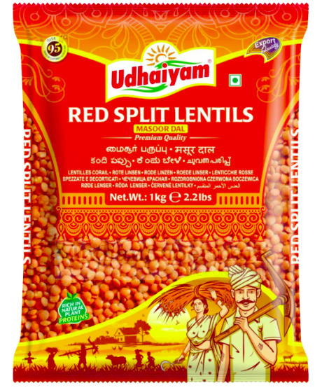 UDHAIYAM RED SPLIT LENTILS (MASOOR DAL) - 1Kg