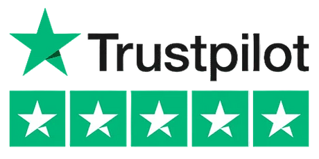 Trustpilot logo with five green stars on a white background