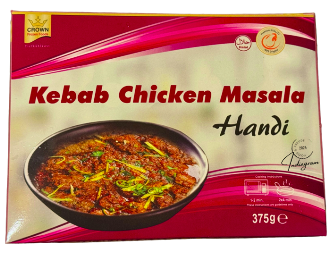 CROWN KEBAB CHICKEN MASALA HANDI (FROZEN) - 375gm(BBD - 11.06.2026)