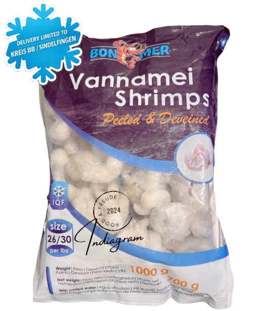 FROZEN VANNAMEI SHRIMPS 26/30 - Peeled & Deveined