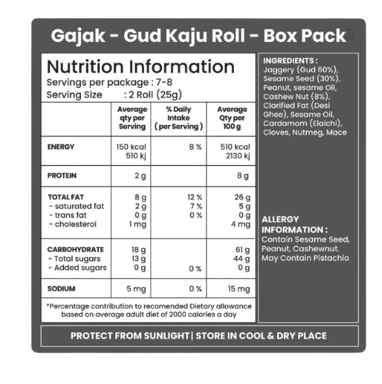 JABSONS GAJAK (GUD KAJU ROLLS + GUD KHASTA) - 175g each