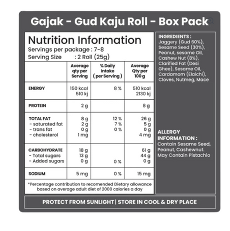 JABSONS GAJAK (GUD KAJU ROLLS + GUD KHASTA) - 175g each